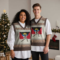 Antigua and Barbuda Cricket V-Neck Knit Sweater Vest Retro Vintage Sport Antiguan Flag West Indies Fan
