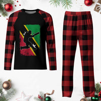 Saint Kitts and Nevis Cricket Plaid Pajama Set Retro Vintage Sport Kittitian Flag West Indies Cricket Fan