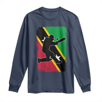 Saint Kitts and Nevis Cricket Long Sleeve Shirt Retro Vintage Sport Kittitian Flag West Indies Cricket Fan
