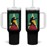 Guyana Cricket Tumbler With Handle Retro Vintage Sport Guyanese Flag West Indies Cricket Fan
