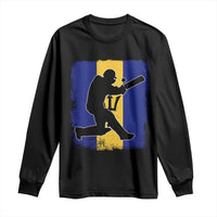 Barbados Cricket Long Sleeve Shirt Retro Vintage Sport Bajan Flag West Indies Cricket Fan
