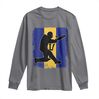 Barbados Cricket Long Sleeve Shirt Retro Vintage Sport Bajan Flag West Indies Cricket Fan