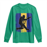Barbados Cricket Long Sleeve Shirt Retro Vintage Sport Bajan Flag West Indies Cricket Fan