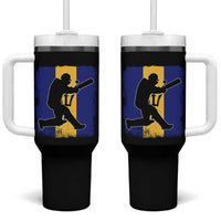 Barbados Cricket Tumbler With Handle Retro Vintage Sport Bajan Flag West Indies Cricket Fan