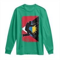 Antigua and Barbuda Cricket Long Sleeve Shirt Retro Vintage Sport Antiguan Flag West Indies Cricket Fan