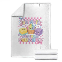 Just A Girl Who Loves Squishies Throw Blanket Cute Kawaii Dumpling Graphic Coquette Bow Girls