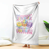 Just A Girl Who Loves Squishies Throw Blanket Cute Kawaii Dumpling Graphic Coquette Bow Girls