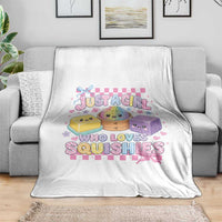 Just A Girl Who Loves Squishies Throw Blanket Cute Kawaii Dumpling Graphic Coquette Bow Girls