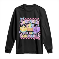 Just A Girl Who Loves Squishies Long Sleeve Shirt Cute Kawaii Dumpling Graphic Coquette Bow Girls