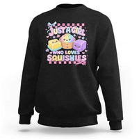 Just A Girl Who Loves Squishies Sweatshirt Cute Kawaii Dumpling Graphic Coquette Bow Girls