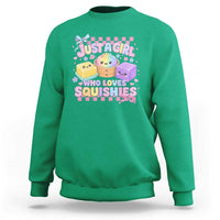 Just A Girl Who Loves Squishies Sweatshirt Cute Kawaii Dumpling Graphic Coquette Bow Girls