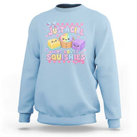 Just A Girl Who Loves Squishies Sweatshirt Cute Kawaii Dumpling Graphic Coquette Bow Girls