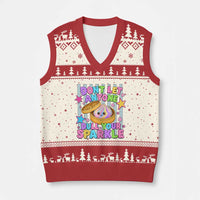 Squishy Lovers V-Neck Knit Sweater Vest Dont Let Anyone Dull Your Sparkle Cute Rainbow Dumpling Graphic