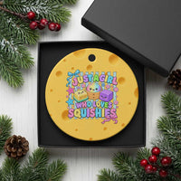 Just A Girl Who Loves Squishies Ceramic Ornament Cute Butter Dumpling Graphic Coquette Bow Girls