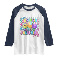 Just A Girl Who Loves Squishies Raglan Shirt Cute Butter Dumpling Graphic Coquette Bow Girls