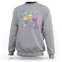 Just A Girl Who Loves Squishies Sweatshirt Cute Butter Dumpling Graphic Coquette Bow Girls