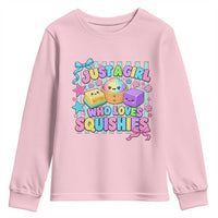 Just A Girl Who Loves Squishies Youth Sweatshirt Cute Butter Dumpling Graphic Coquette Bow Girls