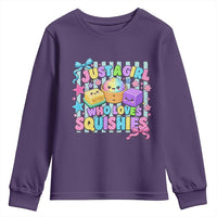 Just A Girl Who Loves Squishies Youth Sweatshirt Cute Butter Dumpling Graphic Coquette Bow Girls