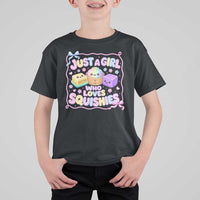 Just A Girl Who Loves Squishies T Shirt For Kid Squishy Lovers Kawaii Dumpling Graphic Coquette Bow Girls