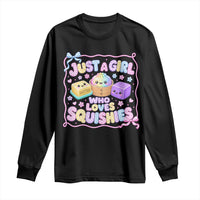 Just A Girl Who Loves Squishies Long Sleeve Shirt Squishy Lovers Kawaii Dumpling Graphic Coquette Bow Girls