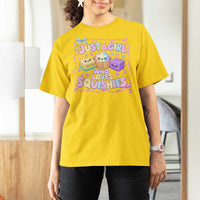Just A Girl Who Loves Squishies T Shirt For Women Squishy Lovers Kawaii Dumpling Graphic Coquette Bow Girls