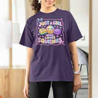 Just A Girl Who Loves Squishies T Shirt For Women Squishy Lovers Kawaii Dumpling Graphic Coquette Bow Girls