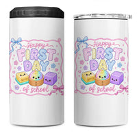 Happy First Day Of School Cute Kawaii Squishy Back To School Graphic 4 in 1 Can Cooler Tumbler