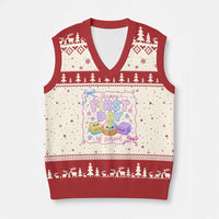 Happy First Day Of School Cute Kawaii Squishy Back To School Graphic V-Neck Knit Sweater Vest