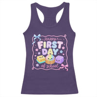 Happy First Day Of School Cute Kawaii Squishy Back To School Graphic Racerback Tank Top