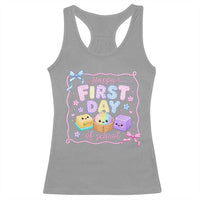 Happy First Day Of School Cute Kawaii Squishy Back To School Graphic Racerback Tank Top