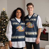 Cute Rainbow Dumpling Squishy V-Neck Knit Sweater Vest Kawaii Graphic