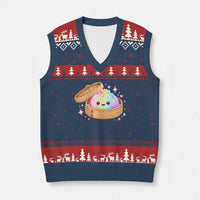 Cute Rainbow Dumpling Squishy V-Neck Knit Sweater Vest Kawaii Graphic