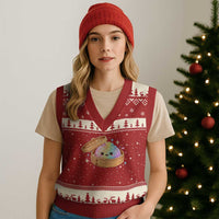 Cute Rainbow Dumpling Squishy V-Neck Knit Sweater Vest Kawaii Graphic