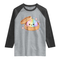 Cute Rainbow Dumpling Squishy Raglan Shirt Kawaii Graphic