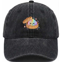 Cute Rainbow Dumpling Squishy Washed Cotton Baseball Cap Kawaii Graphic