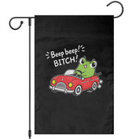 Beep Beep Frog Garden Flag Funny Driving Frog Red Convertible Car Graphic