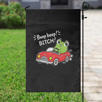 Beep Beep Frog Garden Flag Funny Driving Frog Red Convertible Car Graphic
