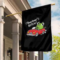 Beep Beep Frog Garden Flag Funny Driving Frog Red Convertible Car Graphic