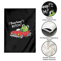 Beep Beep Frog Garden Flag Funny Driving Frog Red Convertible Car Graphic
