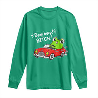 Beep Beep Frog Long Sleeve Shirt Funny Driving Frog Red Convertible Car Graphic