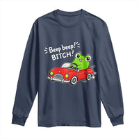 Beep Beep Frog Long Sleeve Shirt Funny Driving Frog Red Convertible Car Graphic