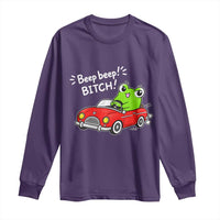 Beep Beep Frog Long Sleeve Shirt Funny Driving Frog Red Convertible Car Graphic
