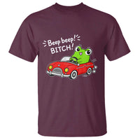 Beep Beep Frog T Shirt Funny Driving Frog Red Convertible Car Graphic