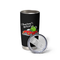Beep Beep Frog Tumbler Cup Funny Driving Frog Red Convertible Car Graphic