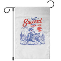 I Will Succeed Because I Am Insane Cowgirl Riding Tiger Vintage Graphic Garden Flag