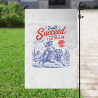 I Will Succeed Because I Am Insane Cowgirl Riding Tiger Vintage Graphic Garden Flag
