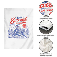 I Will Succeed Because I Am Insane Cowgirl Riding Tiger Vintage Graphic Garden Flag