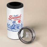 I Will Succeed Because I Am Insane Cowgirl Riding Tiger Vintage Graphic 4 in 1 Can Cooler Tumbler