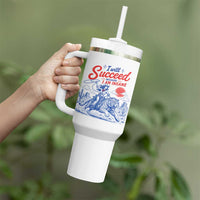 I Will Succeed Because I Am Insane Cowgirl Riding Tiger Vintage Graphic Tumbler With Handle