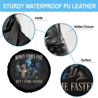 Funny Alpha Wolf Meme Spare Tire Cover Vintage Bootleg Graphic Money Comes Fast But I Come Faster